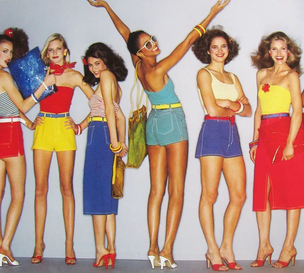 The 80s fashion for women included a rainbow of colors as is seen in the Summer 1980 Esprit Catalog.