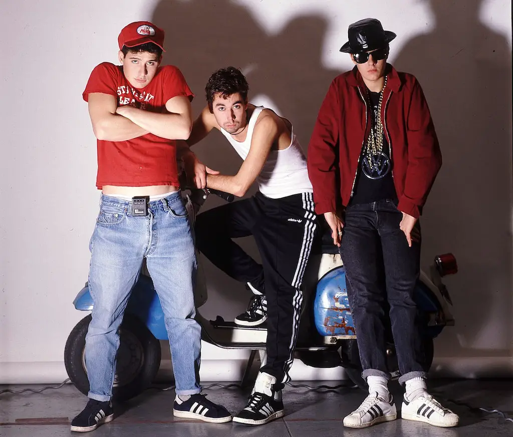 Beastie Boys in 1986 wearing their Adidas Campus. Image: Getty/Lynn Goldsmith.